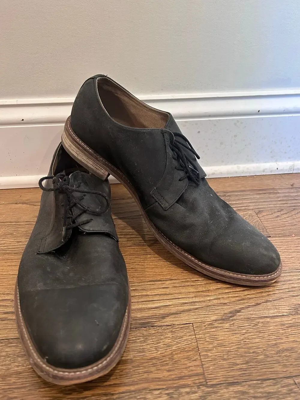 Aston Grey Grenasien Black Leather Oxford Mens 12 M Derby Dress Shoes Lace Up